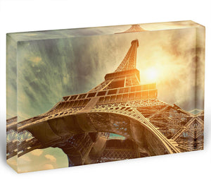 Eiffel tower under sun light Acrylic Block - Canvas Art Rocks - 1