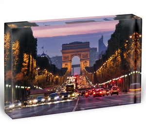 Paris Champs Elysees at night Acrylic Block - Canvas Art Rocks - 1