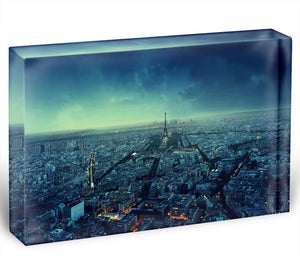 Paris skyline at sunset Acrylic Block - Canvas Art Rocks - 1