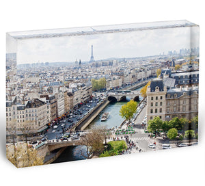 Paris skyline from the top of Notre Dame Acrylic Block - Canvas Art Rocks - 1