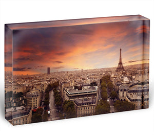 Paris sunset Skyline Acrylic Block - Canvas Art Rocks - 1