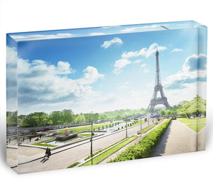 sunny morning and Eiffel Towe Acrylic Block - Canvas Art Rocks - 1